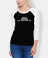 ფოტო #1 პროდუქტის Women's Raglan Peeking Dog Word Art T-shirt