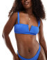 Фото #1 товара ASOS DESIGN Emily rib V-wire crop bikini top in cobalt