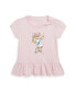 ფოტო #1 პროდუქტის Baby Girls Polo Bear Cotton Jersey Peplum T Shirt