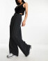 ASOS DESIGN folded front wide leg trouser in black