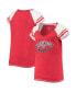 Women's Red Washington Nationals Curvy Colorblock Tri-Blend Raglan V-Neck T-shirt