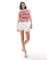 Фото #2 товара Stradivarius crochet tank top in red stripe