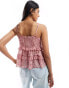 Miss Selfridge chiffon micro ruffle cami top in snake print