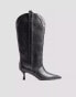 Фото #2 товара NA-KD knee high stilletto western boots in black