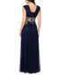 Petite Embroidered Grecian Pleated Gown