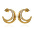 Gold-Tone Glass Stone Open Hoop Earrings