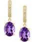 ფოტო #3 პროდუქტის EFFY® Amethyst (3-1/2 ct. t.w.) & Diamond (1/20 ct. t.w.) Dangle Huggie Hoop Earrings in 14k Gold