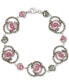 ფოტო #1 პროდუქტის Marcasite (2-1/6 ct. t.w.) & Pink Cubic Zirconia Rose Link Bracelet in Sterling Silver