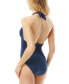 Фото #2 товара Carmen Marc Valvo 273319 Riva Plana Plunge Halter One-Piece Midnight 14