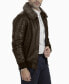 ფოტო #1 პროდუქტის Men's Removable-Collar Leather Bomber Jacket