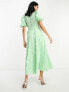 Фото #3 товара ASOS DESIGN belted midi skater dress in textured jacquard in apple green
