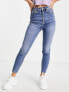 Фото #3 товара Stradivarius Petite super high waist skinny jean in medium blue