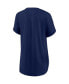 ფოტო #4 პროდუქტის Women's White, Navy Milwaukee Brewers Iconic Noise Factor Pinstripe V-Neck T-shirt