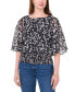 Фото #1 товара Women's Smocked-Waist Leaf-Print Top