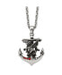 Фото #1 товара Chisel and Antiqued Red Crystal Eagle on Anchor Pendant Cable Chain