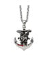 Фото #1 товара Chisel and Antiqued Red Crystal Eagle on Anchor Pendant Cable Chain