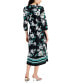 Women's Mixed-Print V-Neck Midi Dress