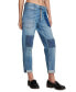 ფოტო #3 პროდუქტის Women's Button-Fly Patched Mid-Rise Boy Jeans