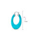 Wide Flat Blue Turquoise Gemstone Large Oval Hoop Earrings For Women Teen .925 Sterling Silver More Colors 1.5" Diameter