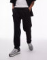 Topman smart taper trousers with elasticated waistband in black