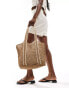 Pull&Bear rattan tote bag in natural