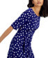 ფოტო #4 პროდუქტის Women's Polka-Dot Faux-Wrap Sheath Dress