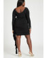 Фото #3 товара Plus Size Side Ruffle Mini Dress - 14, Black Onyx