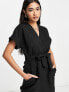 Closet London wrap tie midi dress in black