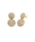 Pave Puffy Double Circle Drop Stud Earring