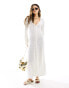 ASOS DESIGN button front flared long sleeve maxi dress in cream