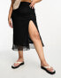 Фото #1 товара Urban Threads Plus mesh midaxi skirt with lettuce hem in black