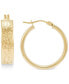 ფოტო #1 პროდუქტის Small Weave Texture Wide Tube Hoop Earrings in 14k Gold, 7/8"