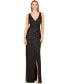 Women's Beaded Black Gown with Slit