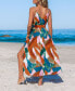 Women's Belted Abstract Print Maxi Beach Dress