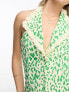 ASOS DESIGN collared sleeveless midi shirt dress in green splodge print