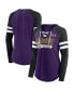 ფოტო #1 პროდუქტის Women's Purple, Black Baltimore Ravens Plus Size True to Form Lace-Up V-Neck Raglan Long Sleeve T-shirt