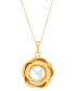 ფოტო #1 პროდუქტის Cultured Freshwater Pearl (7-1/2mm) Flower 18" Pendant Necklace in 14k Gold