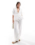 Фото #2 товара Mango linen cinched waist co-ord blazer in white