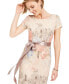 Women's Floral-Print Short Sleeve Column Gown