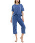 ფოტო #9 პროდუქტის Women's 2-Pc. Cropped Anchor-Print Pajamas Set
