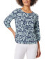 Фото #1 товара Women's Printed Moss Crepe 3/4-Sleeve Top