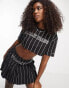 Tommy Jeans co-ord pinstripe crop t-shirt in black