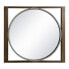 Round Wall Mirror With Rectangular Wooden Frame, Brown