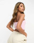 Фото #4 товара ellesse Folliero bandeau top in pink gingham check