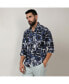 Men's Navy Blue & Midnight Black Abstract Geometric Shirt