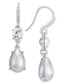 ფოტო #1 პროდუქტის Silver-Tone Crystal & Color Imitation Pearl Drop Earrings, Created for Macy's