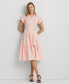 Фото #1 товара Women's Belted Cotton-Blend Tiered Dress