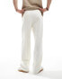 Фото #3 товара ASOS DESIGN smart wide leg trousers in white textured fabric