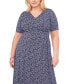 ფოტო #4 პროდუქტის Plus Size Short-Sleeve V-Neck Midi Dress