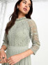 Фото #3 товара Little Mistress lace detail midaxi dress in sage green